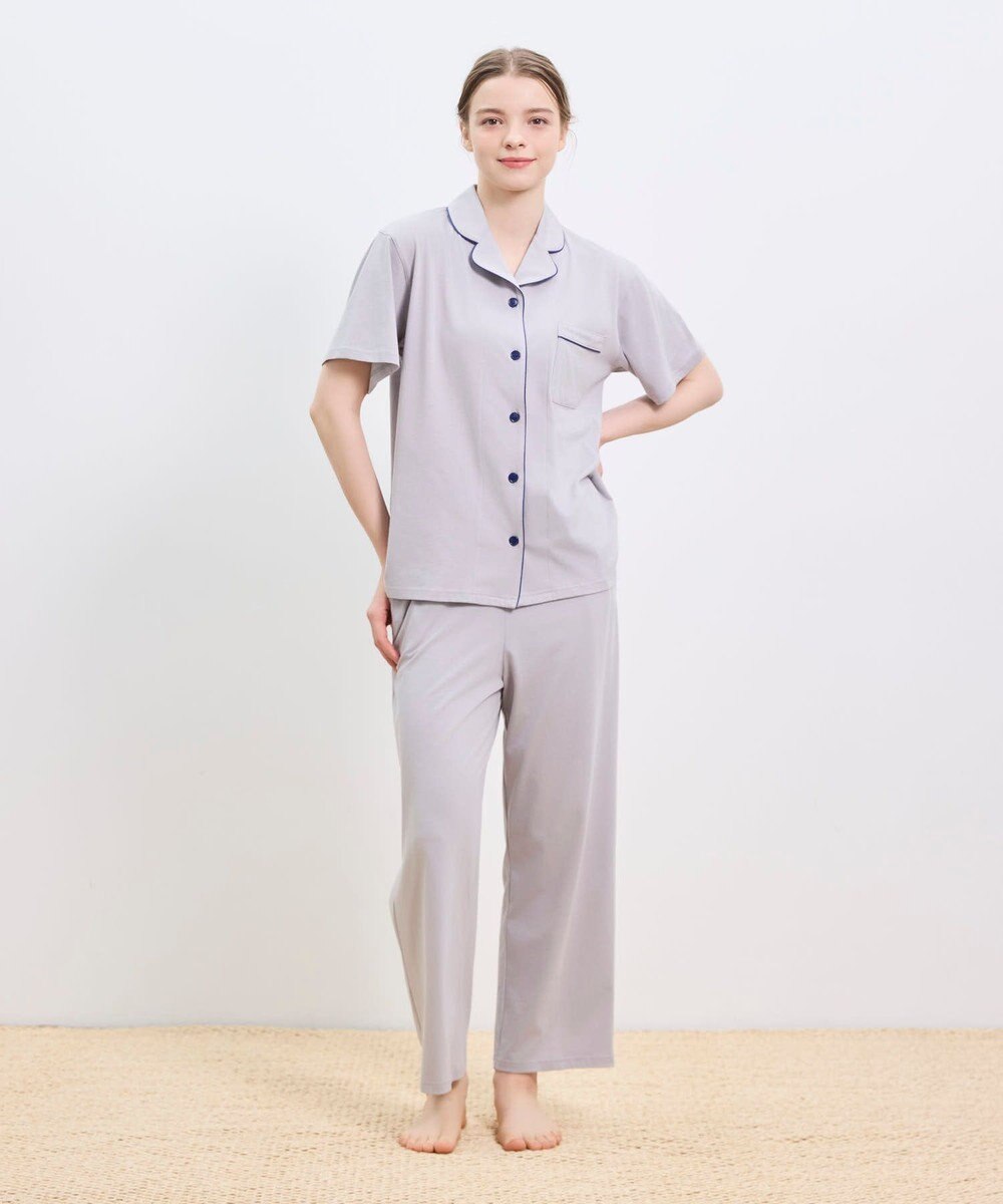 une nana cool 【綿100%】スビン天竺 半袖開襟パジャマ MADE WITH LIBERTY FABRIC 