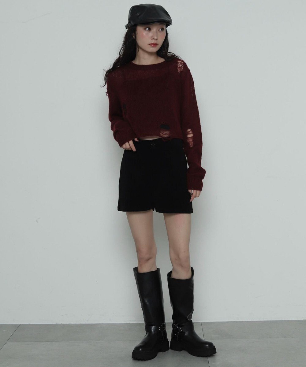 WEGO ジャガードハイウエストタイトショートパンツ 