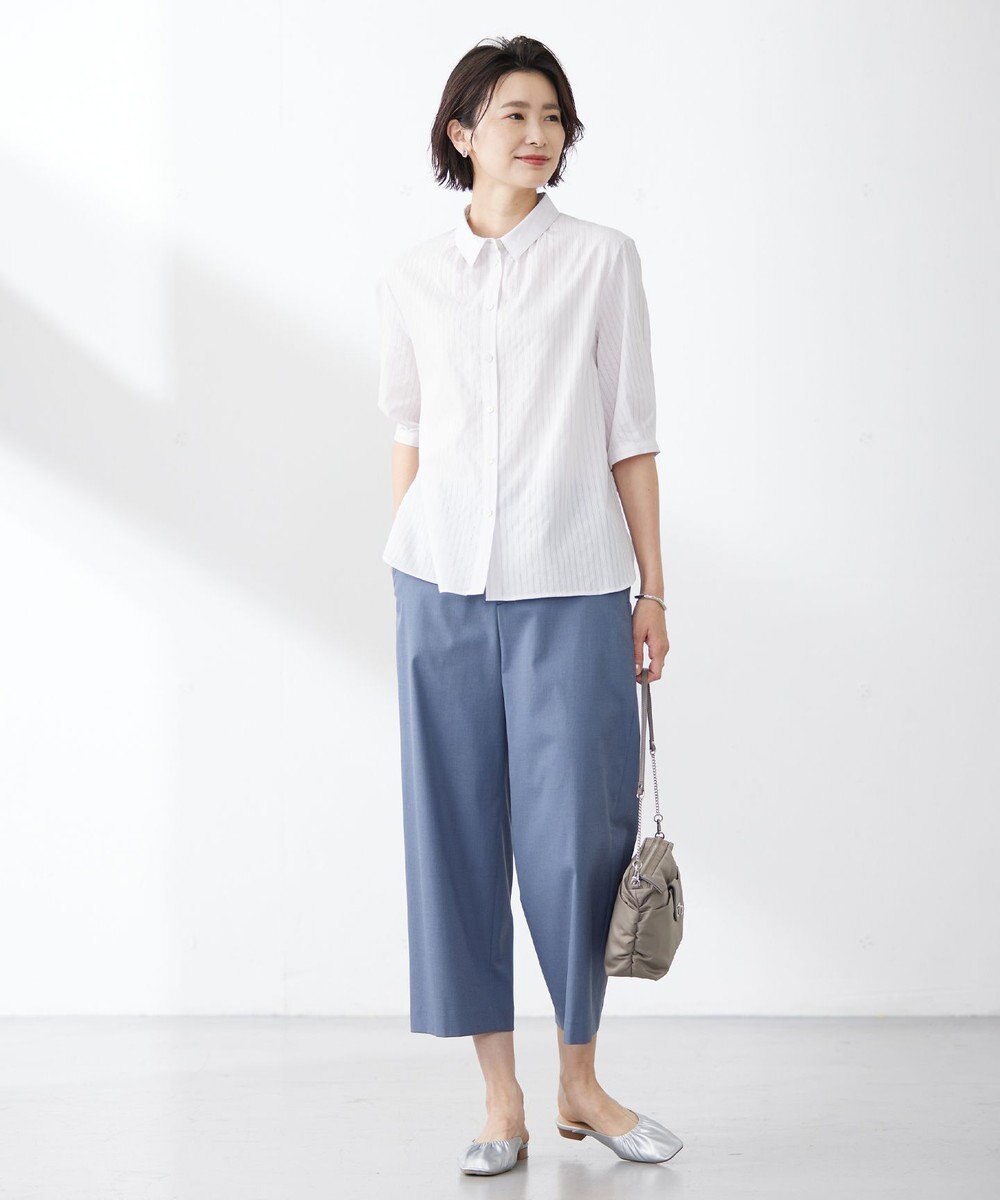 J.PRESS LADIES 【洗える】BEZ空羽ストライプ シャツカラー ブラウス 