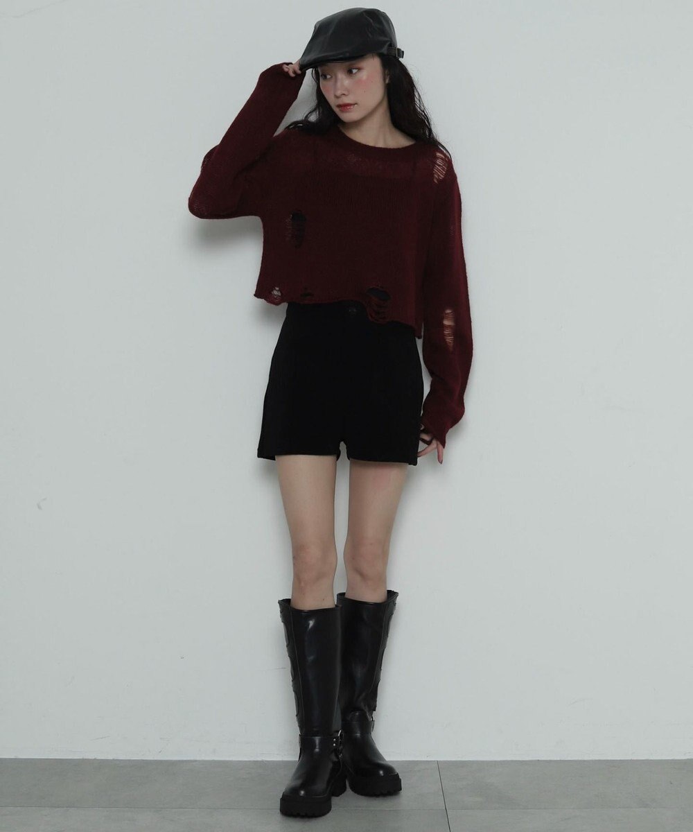 WEGO ジャガードハイウエストタイトショートパンツ 