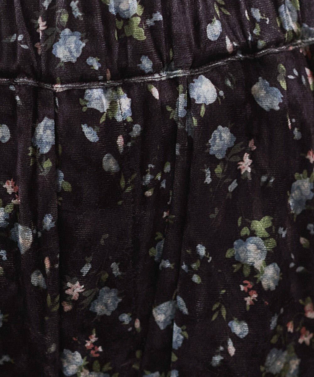 WEGO 【ANGIE VINTAGE】ベロア小花柄イージパンツ 