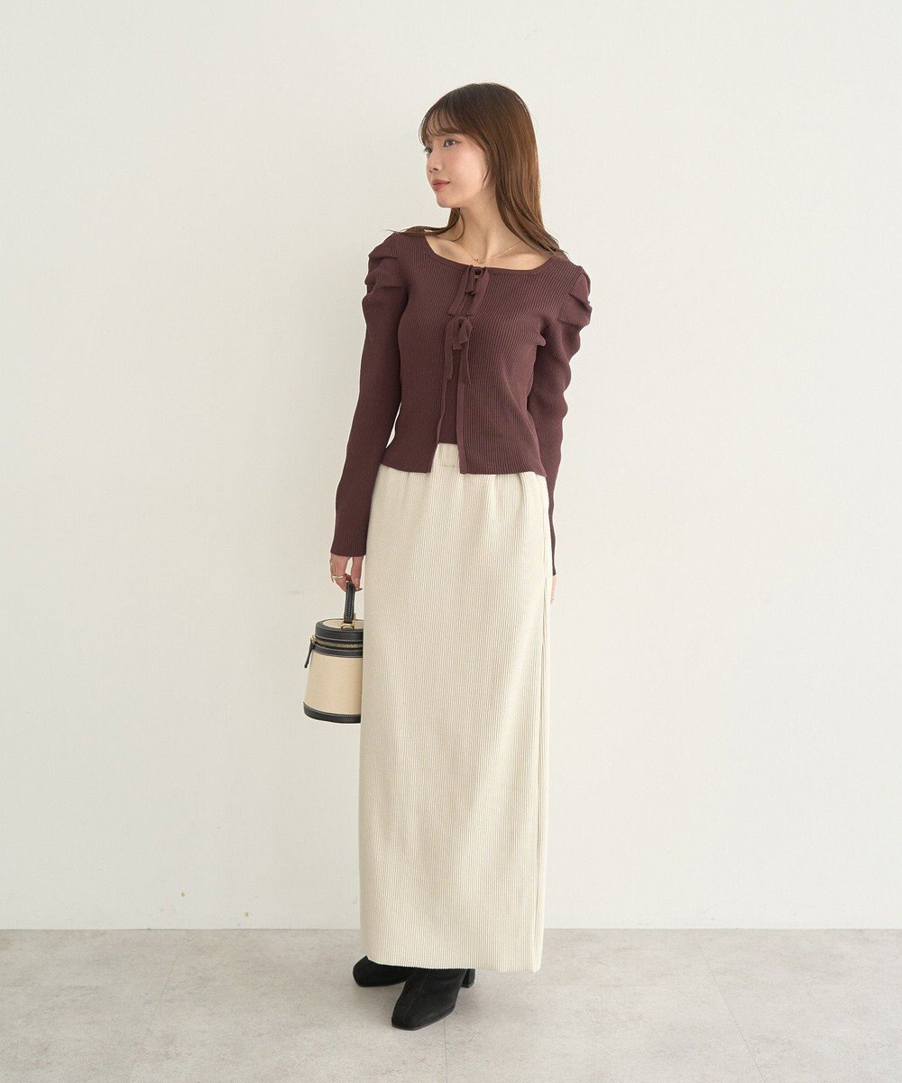 earth music&ecology レイヤード風ギャザーショルダーリブニット 