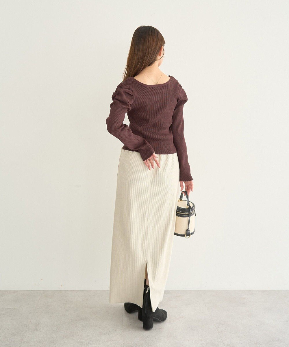 earth music&ecology レイヤード風ギャザーショルダーリブニット 