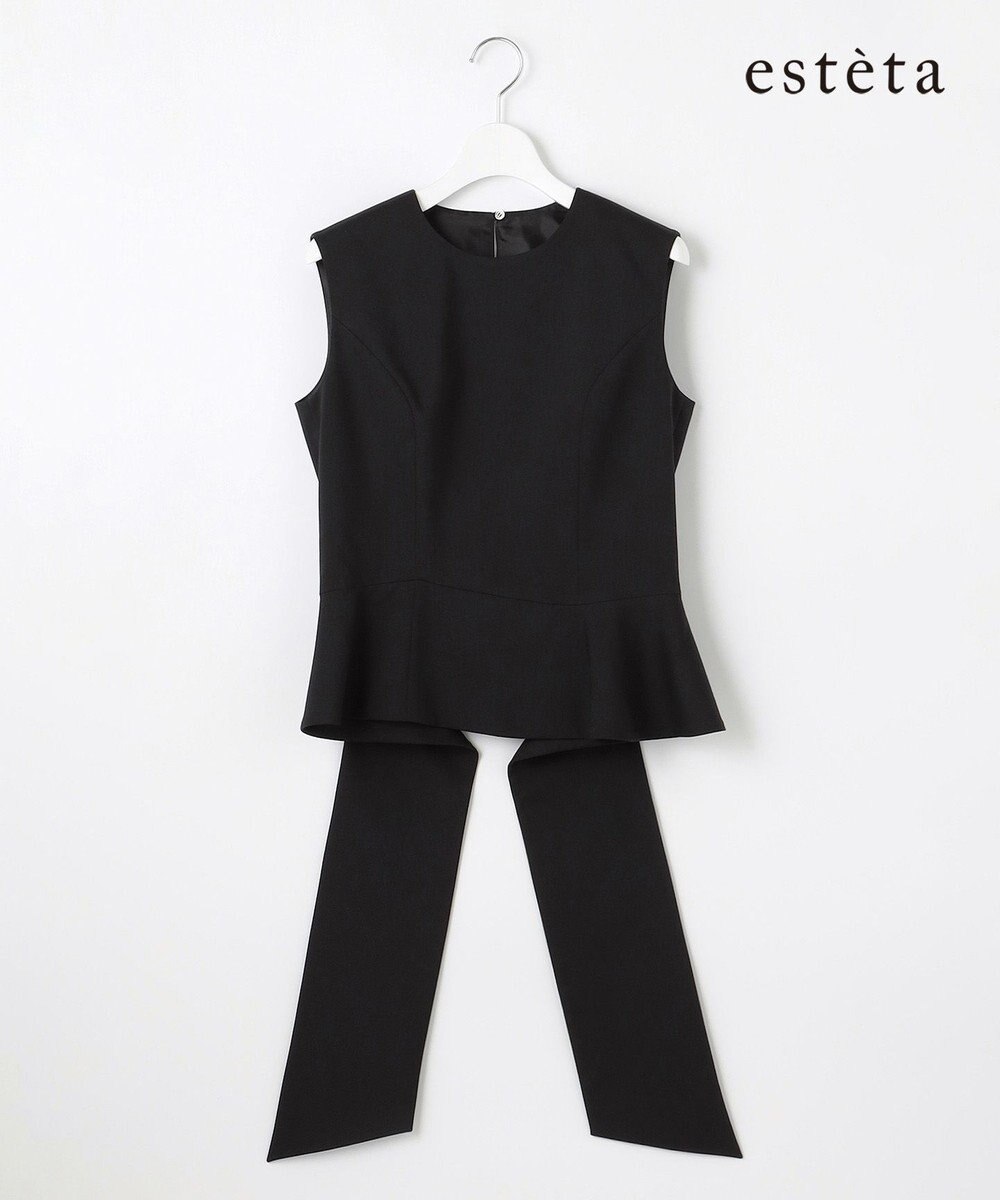 23区 S 【エステータ】ライトダブルクロス バックリボン ペプラムトップス 