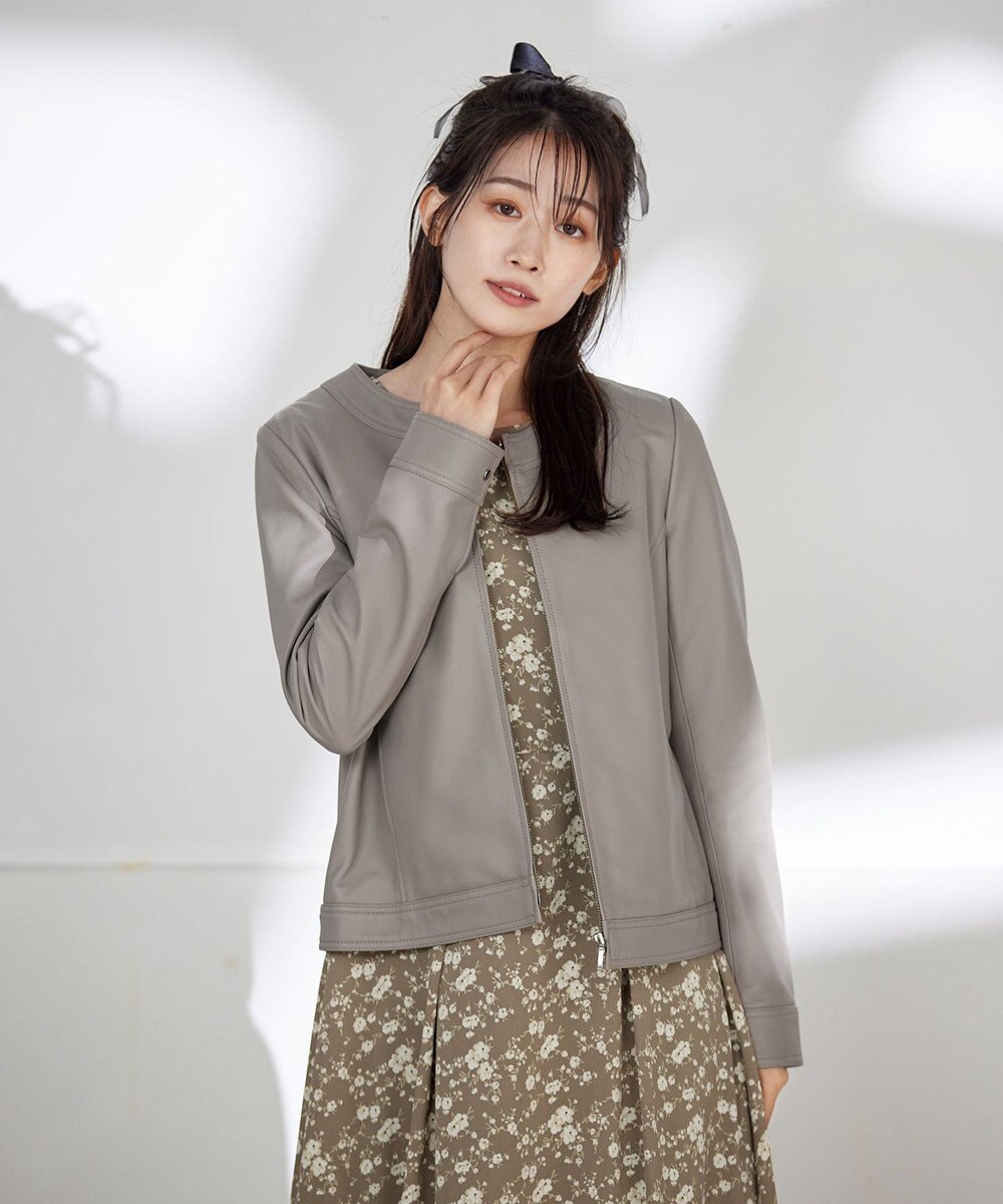 Tiaclasse L 【洗える】ギャザースリーブ花柄ワンピース 