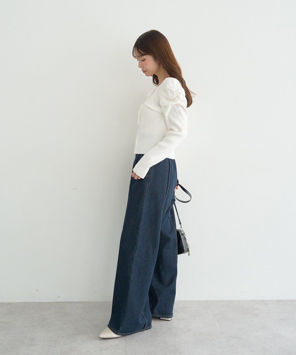 earth music&ecology レイヤード風ギャザーショルダーリブニット 