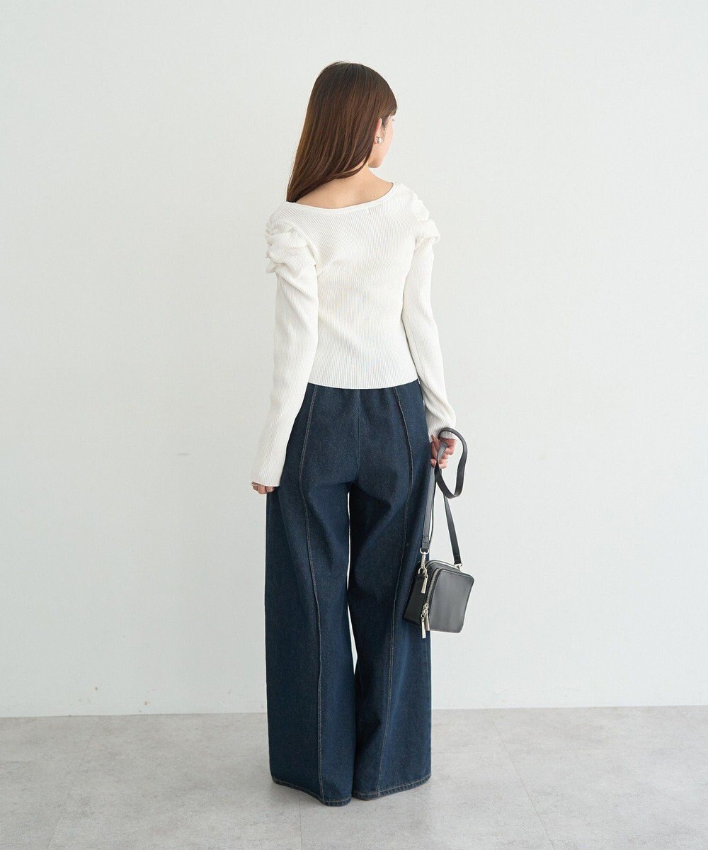 earth music&ecology レイヤード風ギャザーショルダーリブニット 