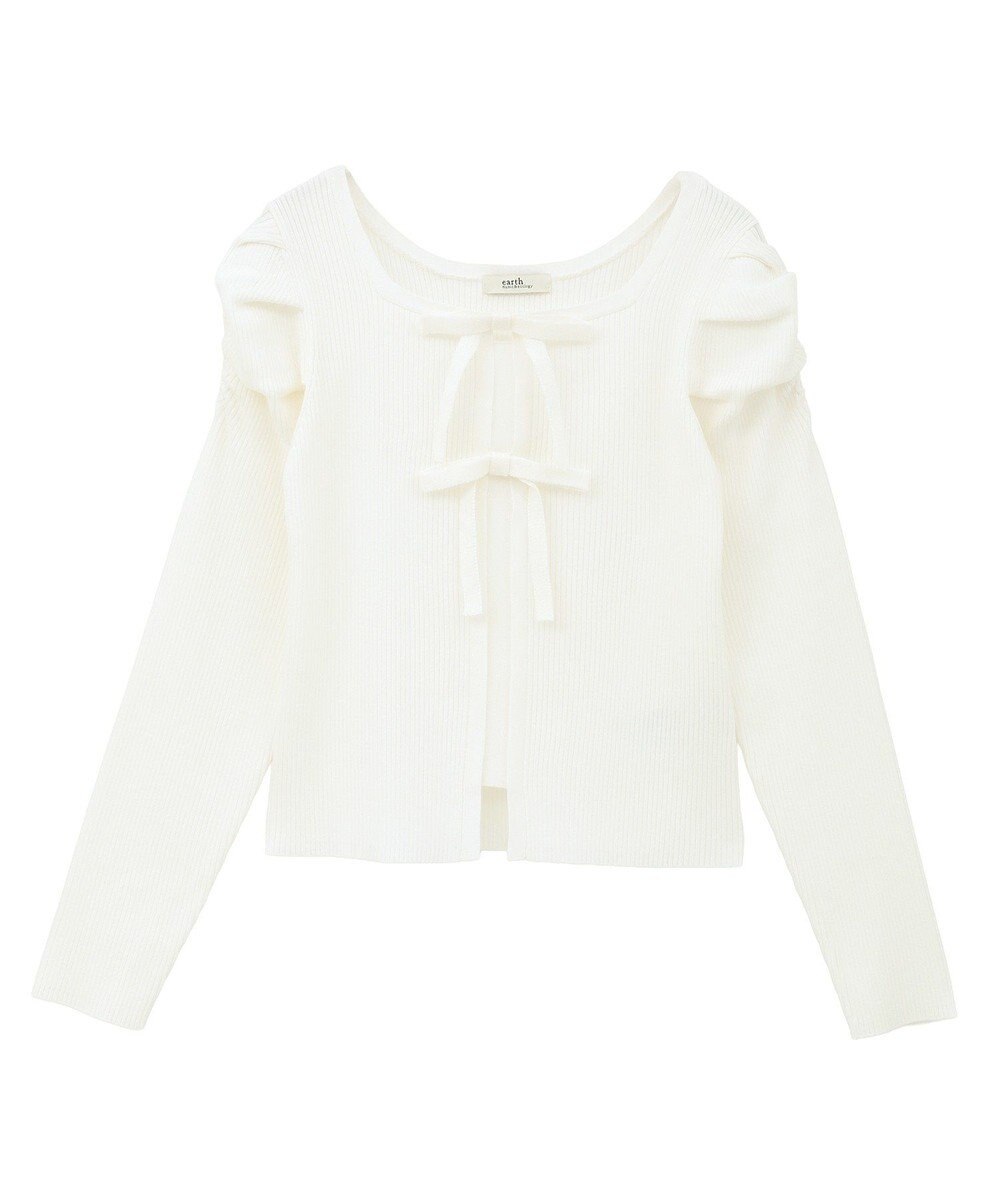 earth music&ecology レイヤード風ギャザーショルダーリブニット 