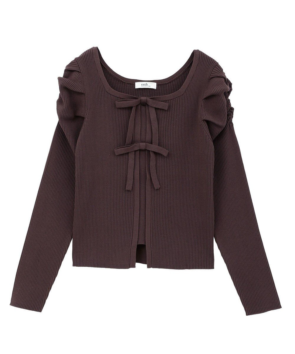 earth music&ecology レイヤード風ギャザーショルダーリブニット 