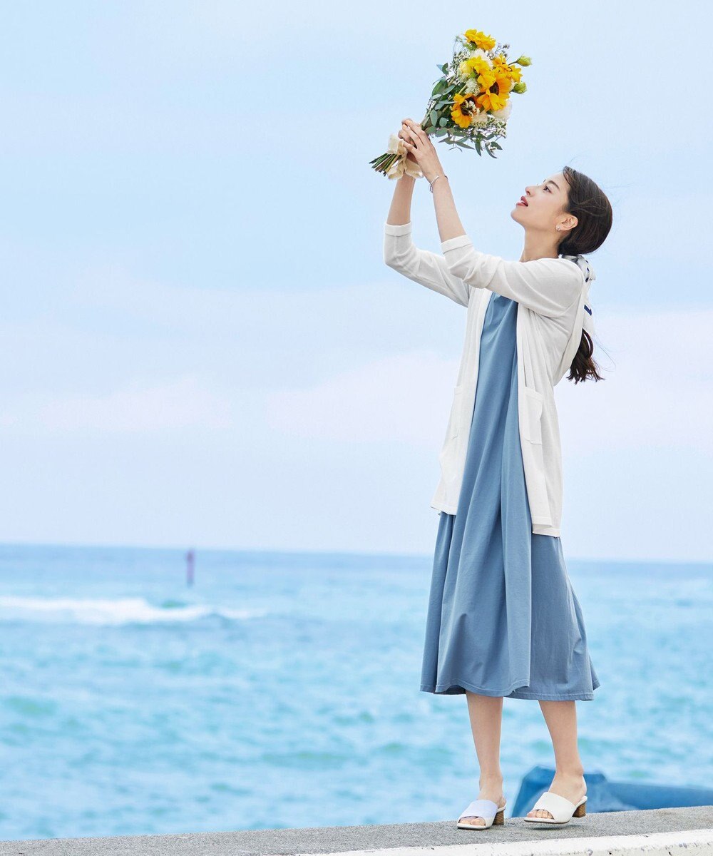 Tiaclasse L 【洗える新色追加・洗える】サマーニットフードロングカーディガン 