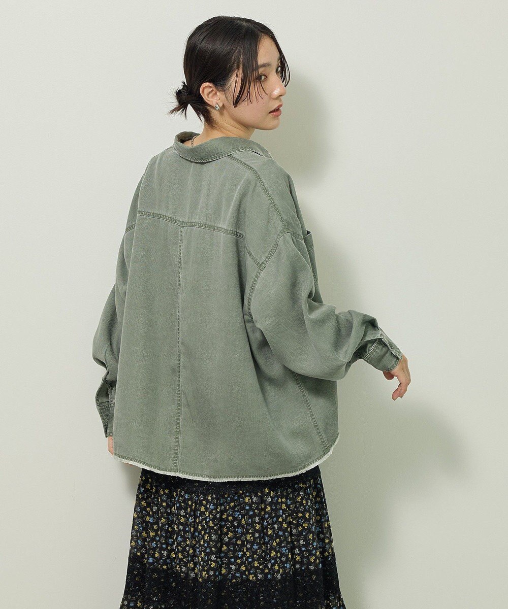 Green Parks 裾フリンジウ゛ィンテージ風シャツ 