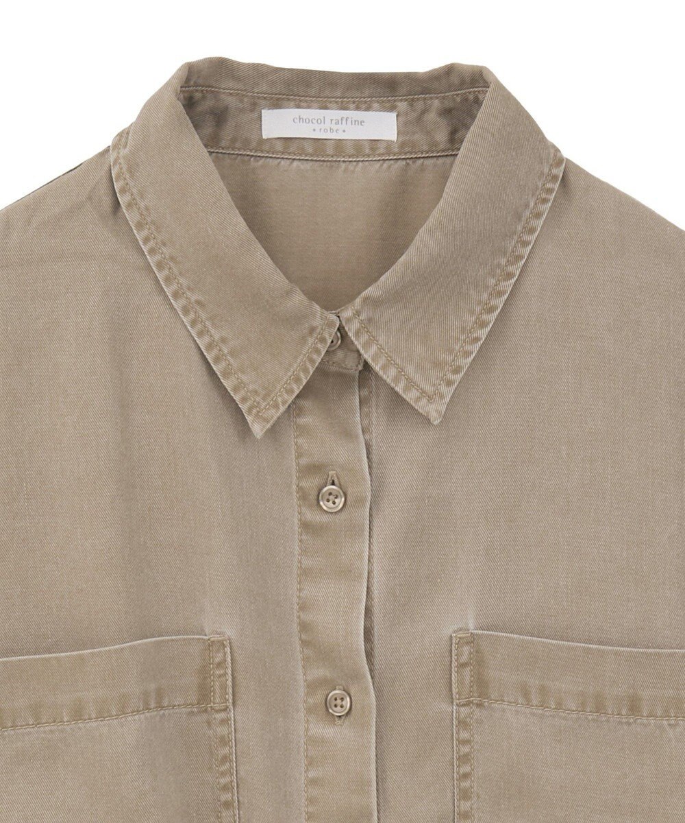 Green Parks 裾フリンジウ゛ィンテージ風シャツ 