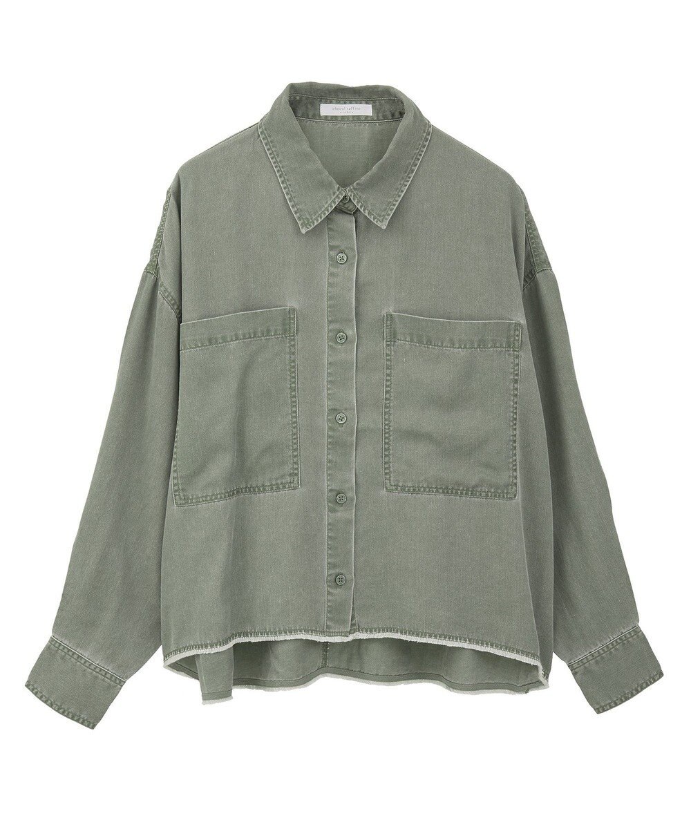 Green Parks 裾フリンジウ゛ィンテージ風シャツ 