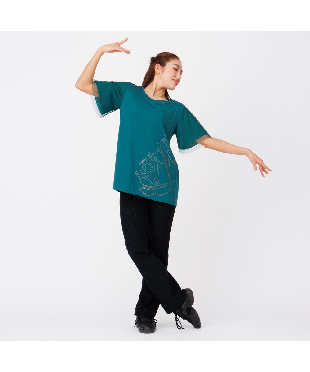 Chacott フラワープリントワンピースTシャツ 