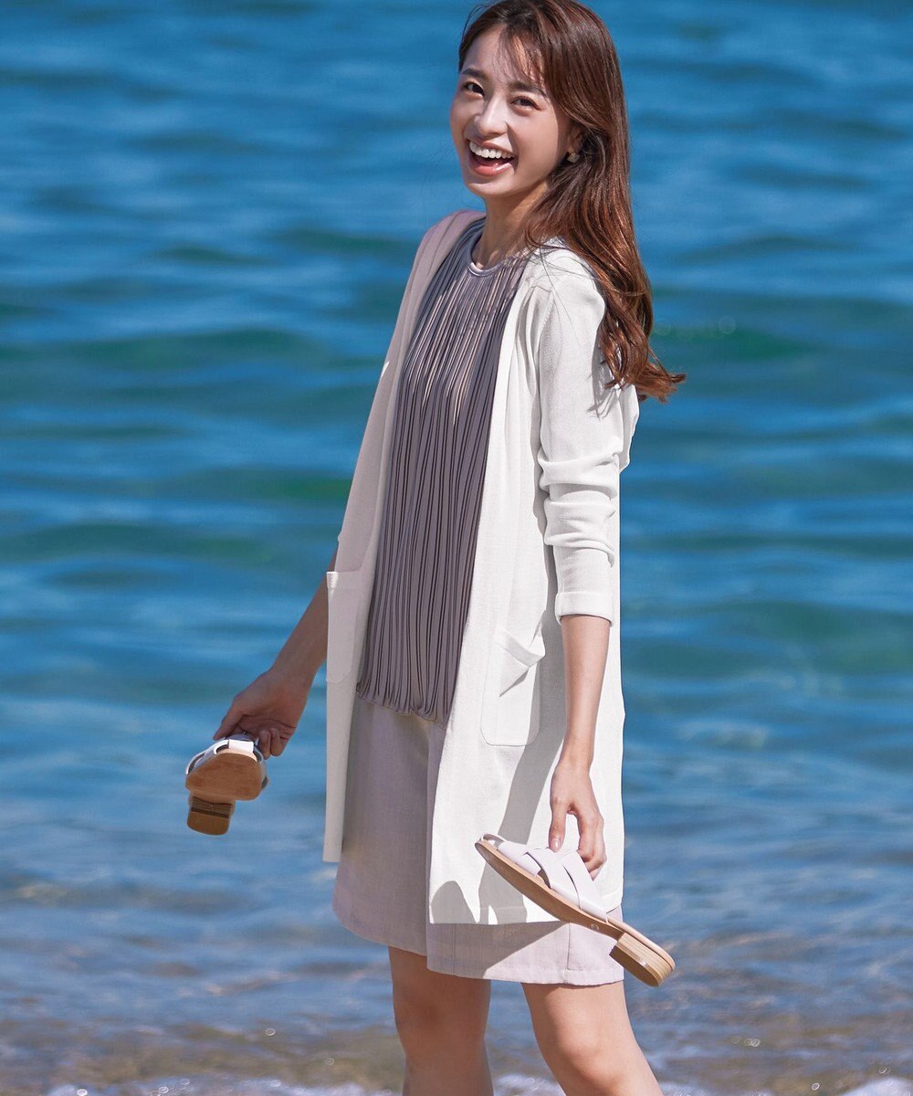 Tiaclasse L 【洗える新色追加・洗える】サマーニットフードロングカーディガン 