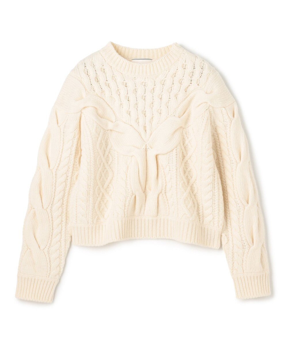 BEIGE， RULE / ウールカシミヤアラン編みクロップドニット 