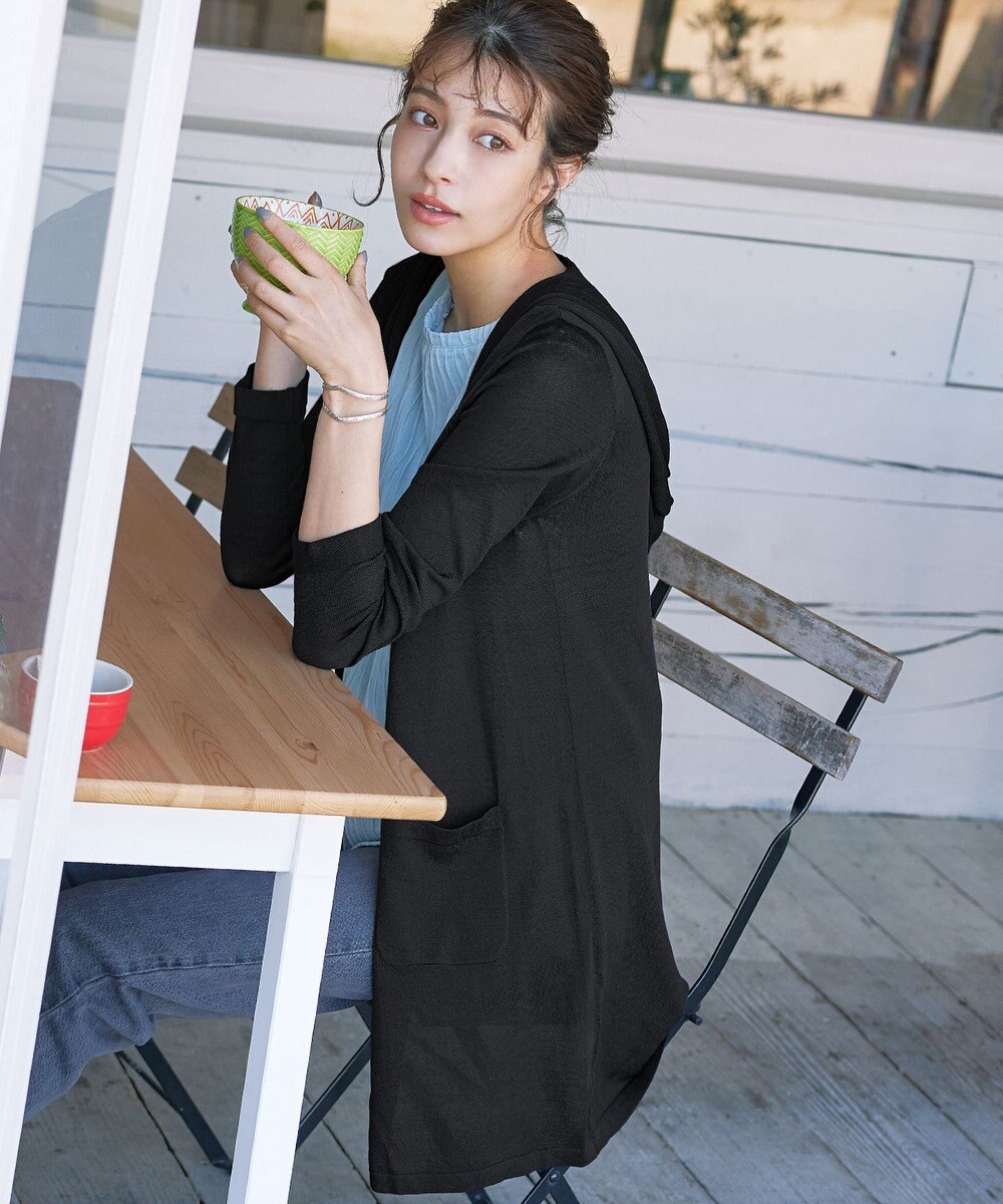 Tiaclasse L 【洗える新色追加・洗える】サマーニットフードロングカーディガン 