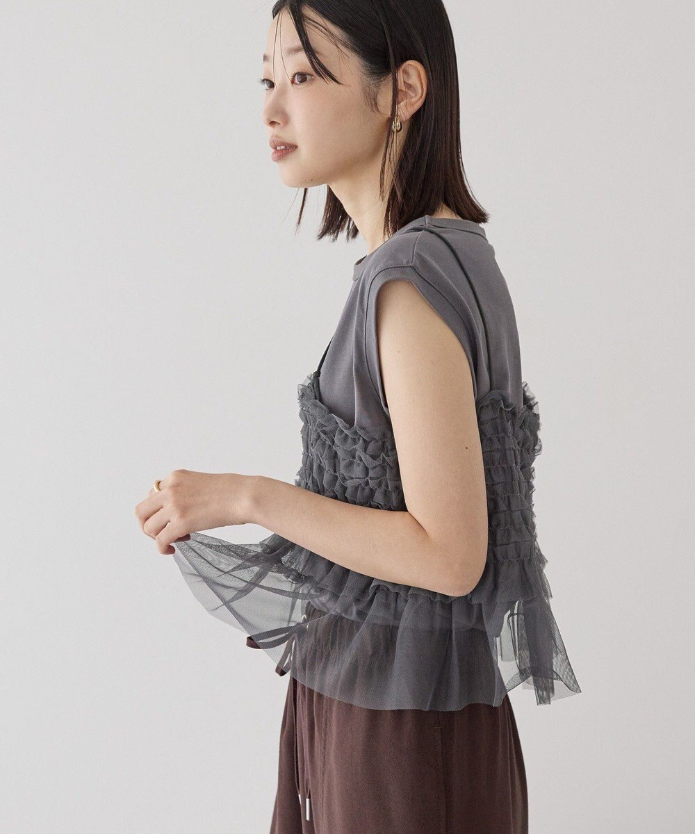 AMERICAN HOLIC 【2点セット】チュールキャミ+ノースリーブT 