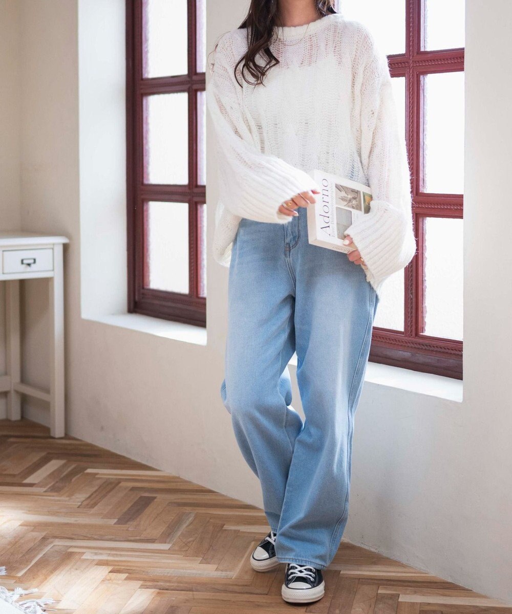 WEGO ケーブルメッシュメランジニット 