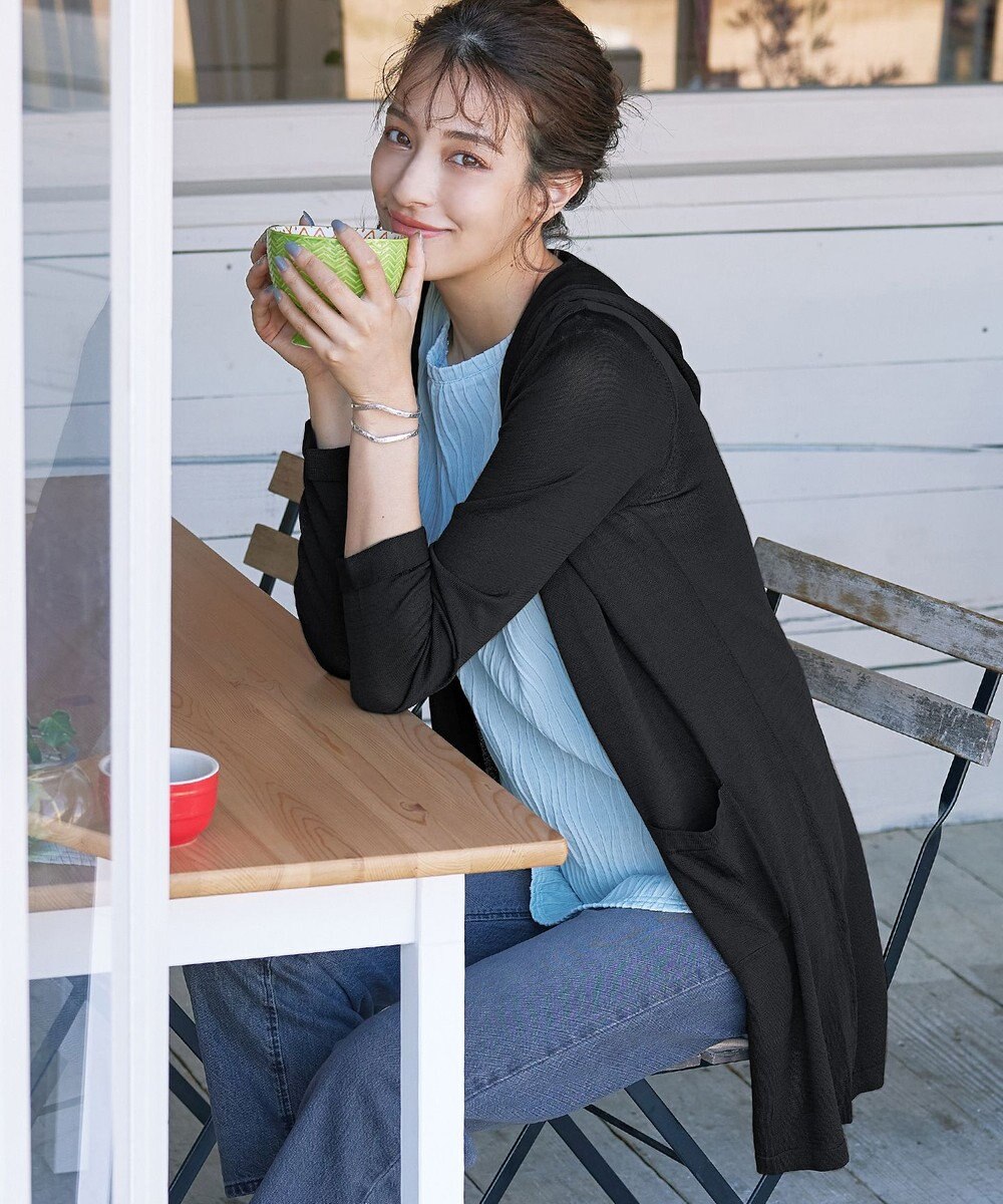 Tiaclasse L 【洗える新色追加・洗える】サマーニットフードロングカーディガン 