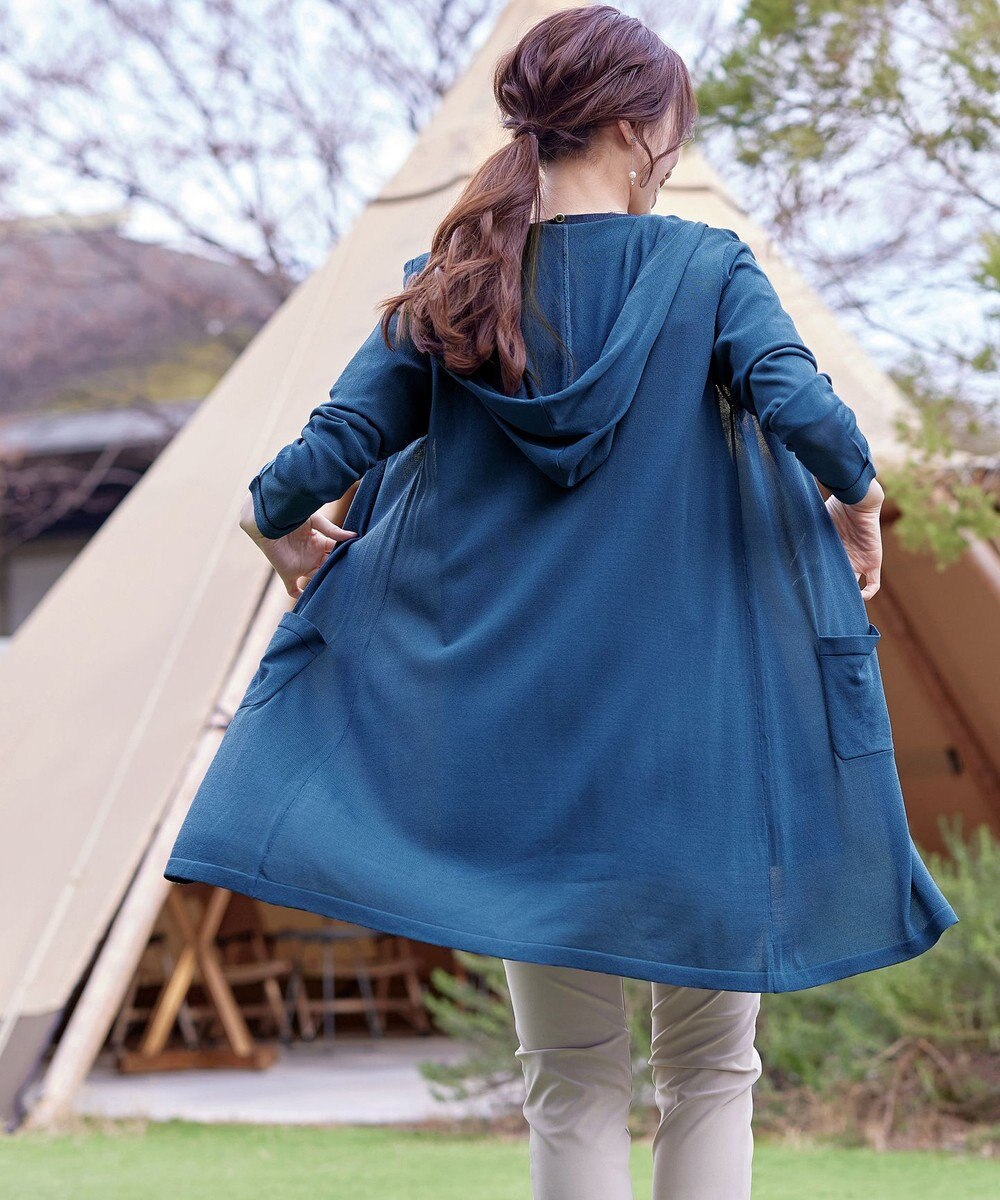 Tiaclasse L 【洗える新色追加・洗える】サマーニットフードロングカーディガン 