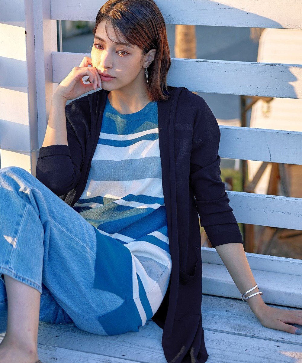 Tiaclasse L 【洗える新色追加・洗える】サマーニットフードロングカーディガン 