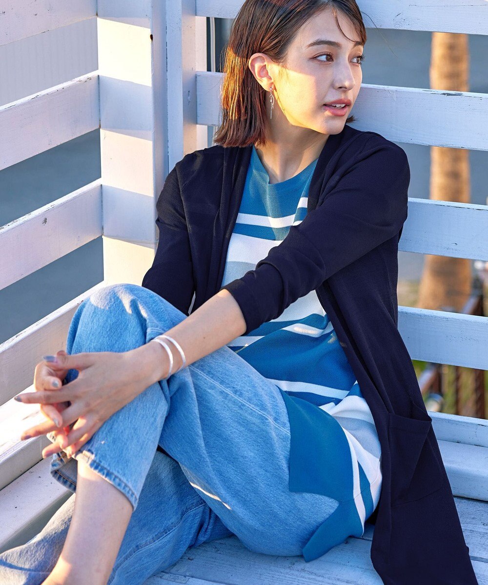 Tiaclasse L 【洗える新色追加・洗える】サマーニットフードロングカーディガン 