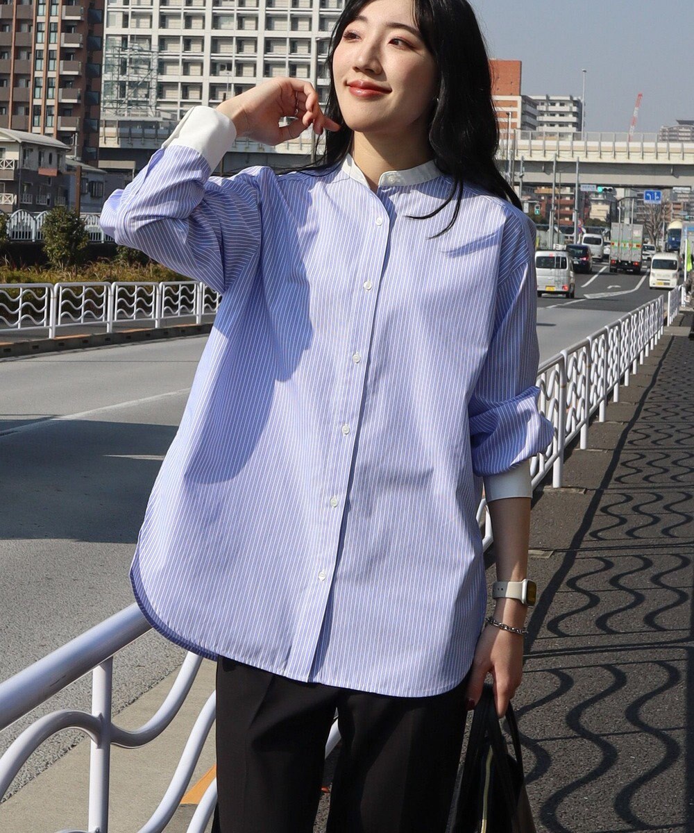 AMERICAN HOLIC イージーケアバンドカラーロングシャツ 