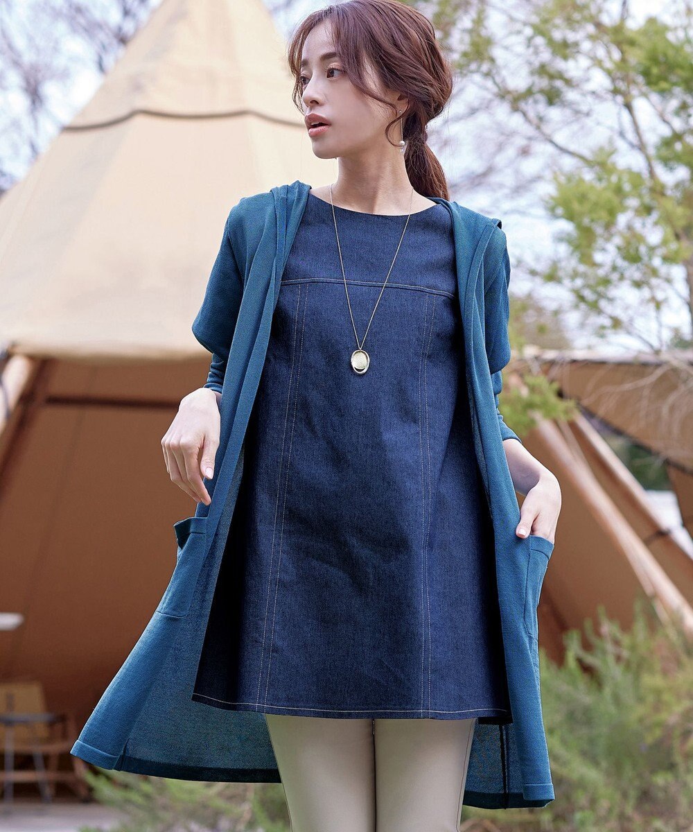 Tiaclasse L 【洗える新色追加・洗える】サマーニットフードロングカーディガン 