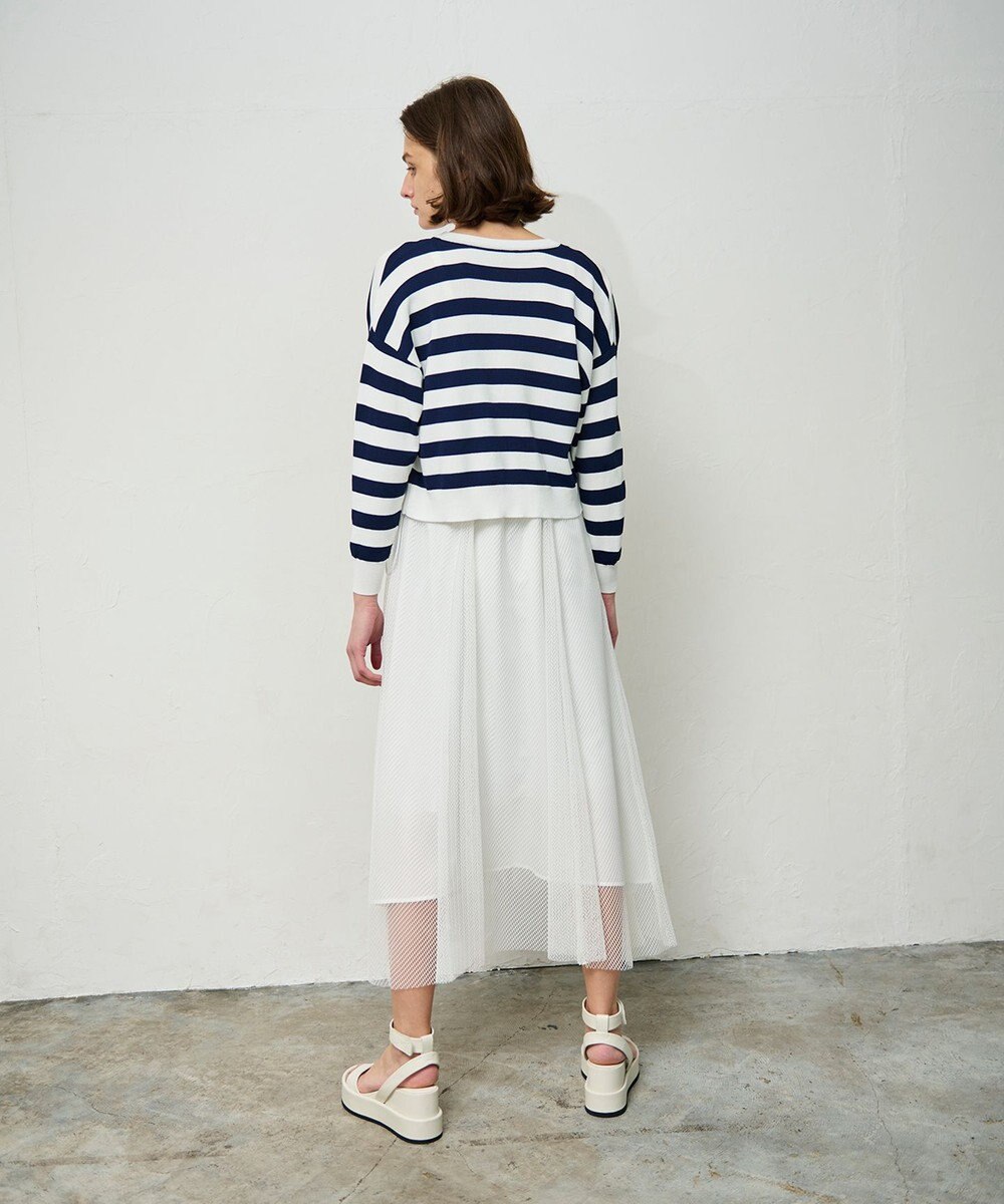 GRACE CONTINENTAL ニットボーダーカーディガン 