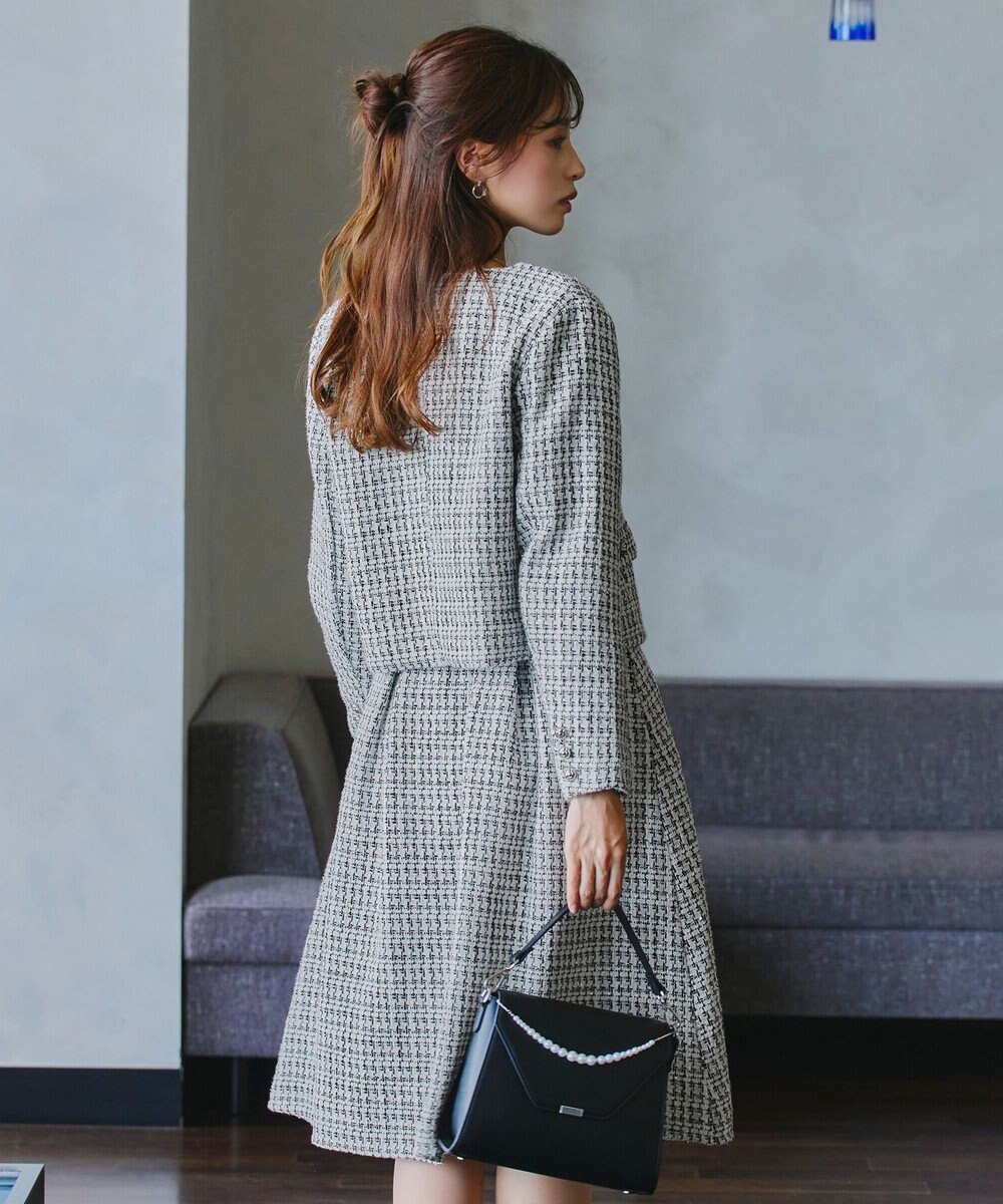 Tiaclasse 【洗える】ツイードタックフレアスカート 