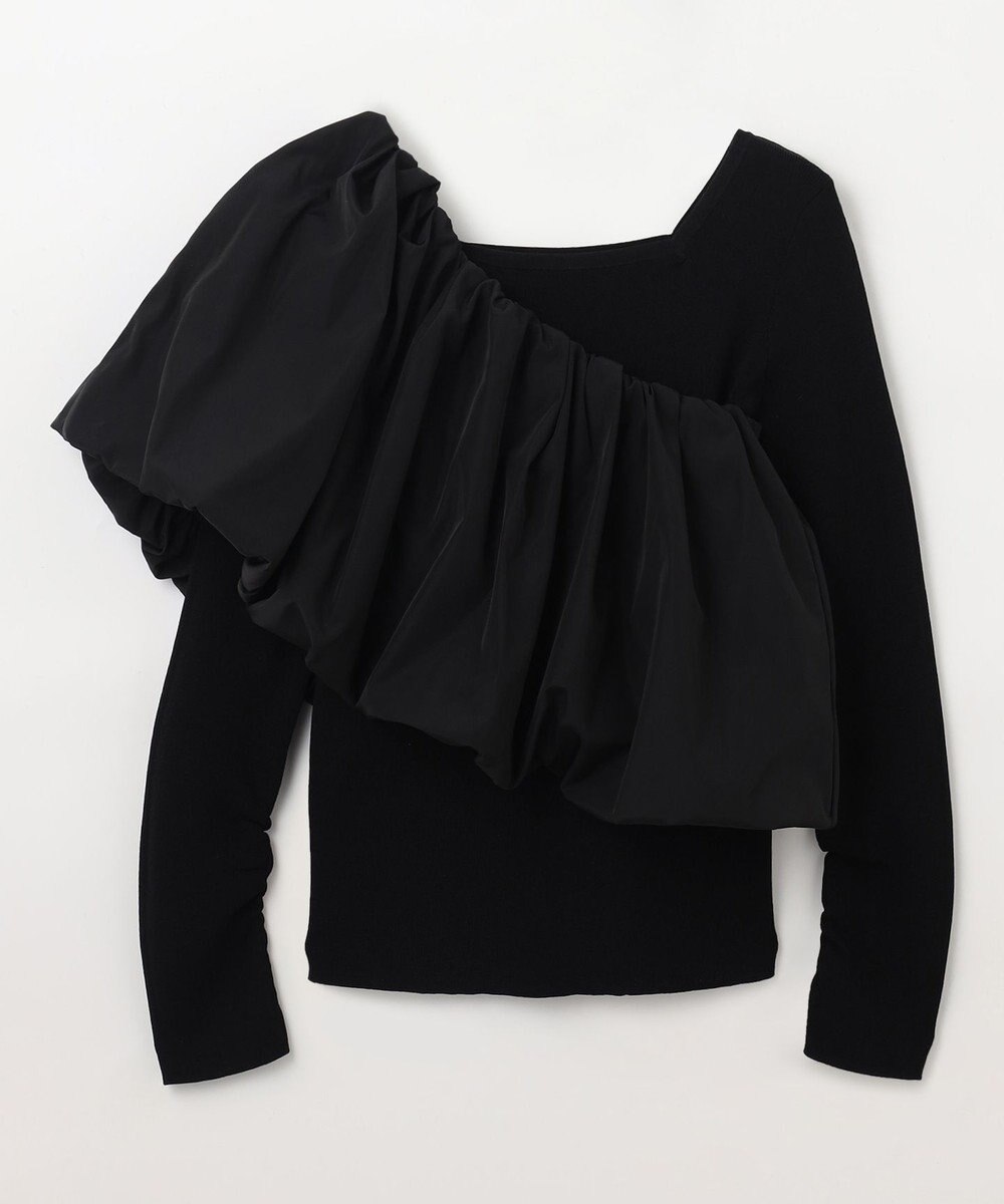 GRACE CONTINENTAL タフタケープ付ニットトップ 