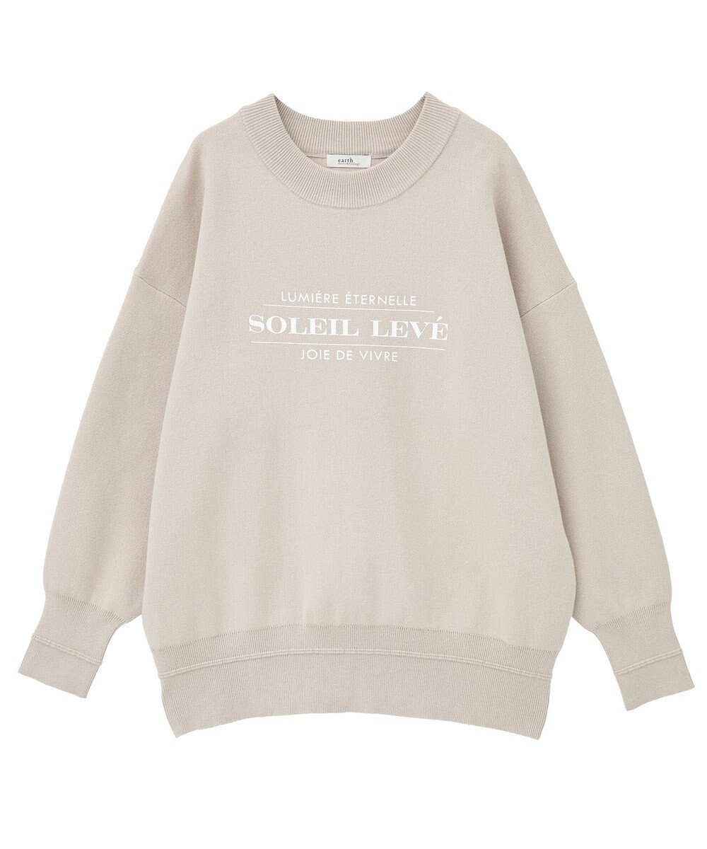 earth music&ecology 【洗濯機洗い可】スウェットライクロゴニットプルオーバー 