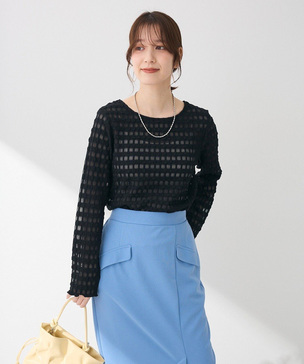 Green Parks クロップドボートネック表面感プルオーバー 