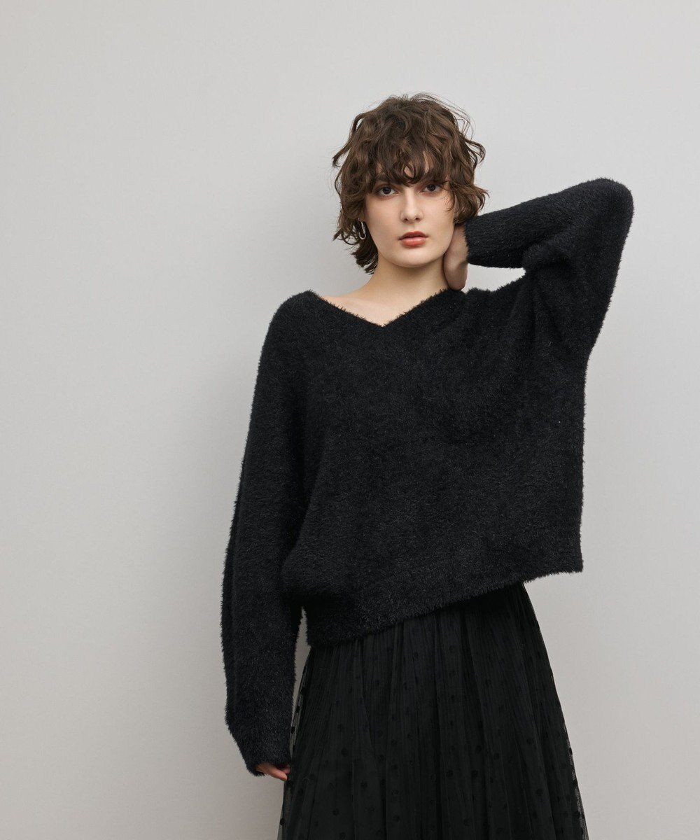 GRACE CONTINENTAL ラメフェザーニットトップ 