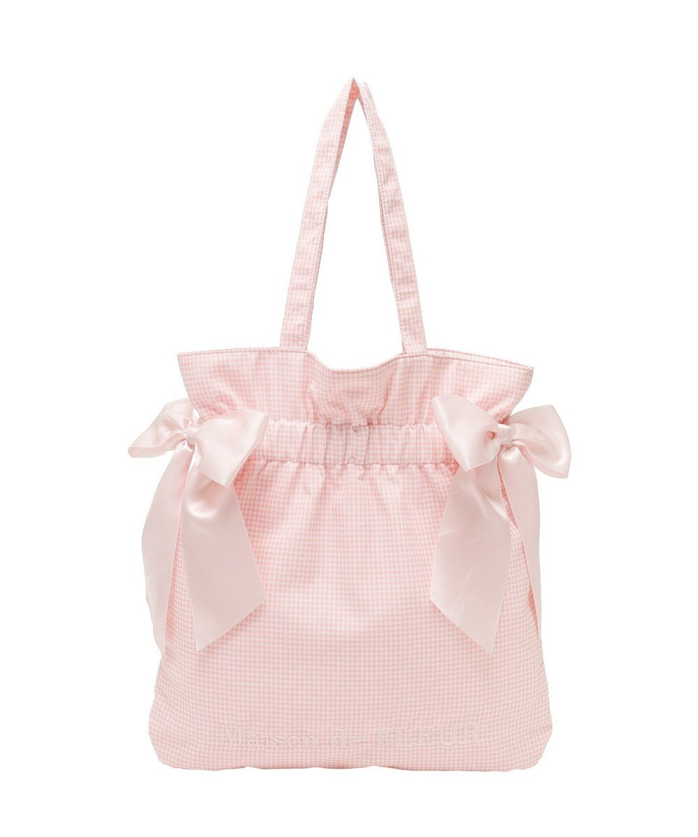 Maison de FLEUR ギンガムダブルリボンギャザートートバッグ 