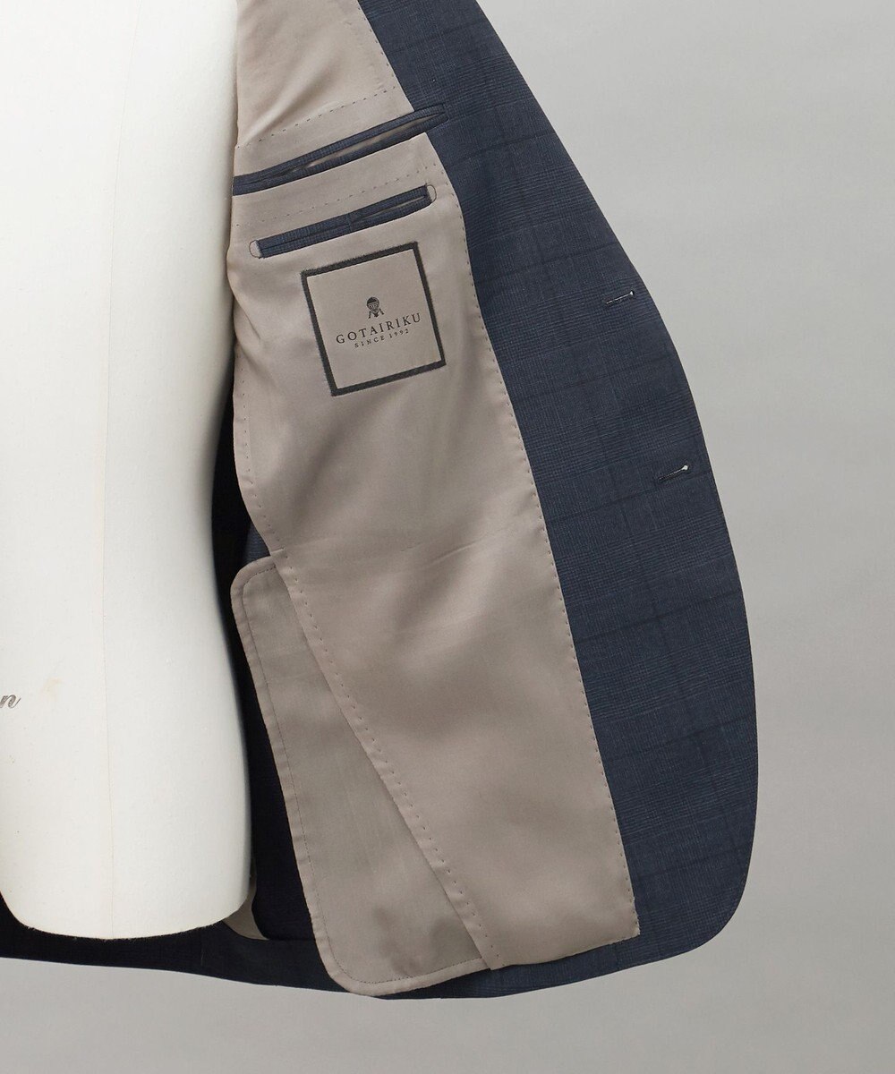 GOTAIRIKU シワになりにくい【御幸毛織/みゆきけおり】DRYSPINNER 平織スーツ_ネイビー格子 