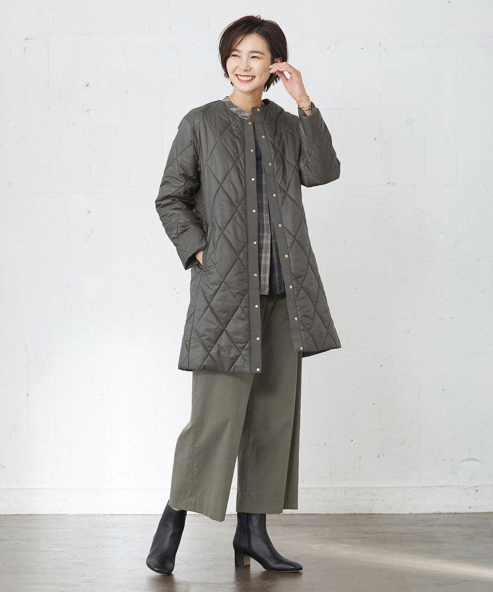 J.PRESS LADIES 高密度タフタ キルティング ロング コート 