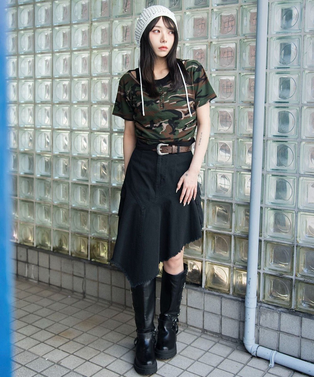 WEGO レイヤードキーネック半袖T 