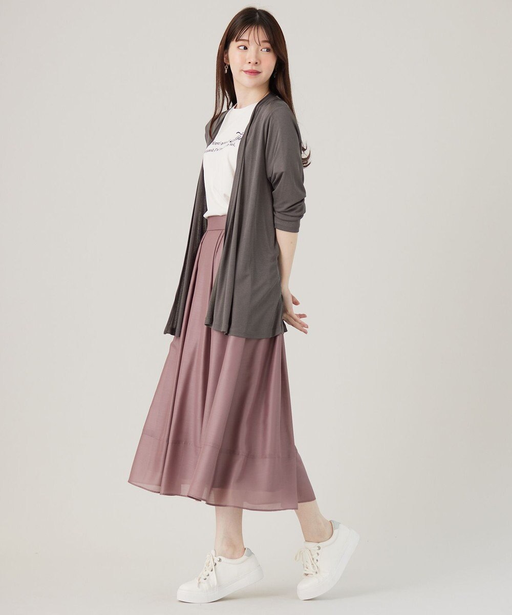 ANY SIS 【洗える】シアーチンツタック スカート 