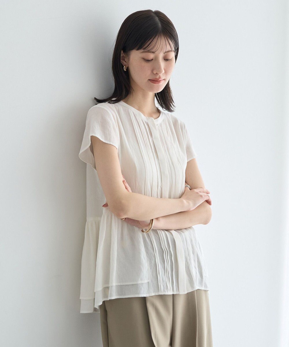 YECCA VECCA ペプラムシアーブラウス 