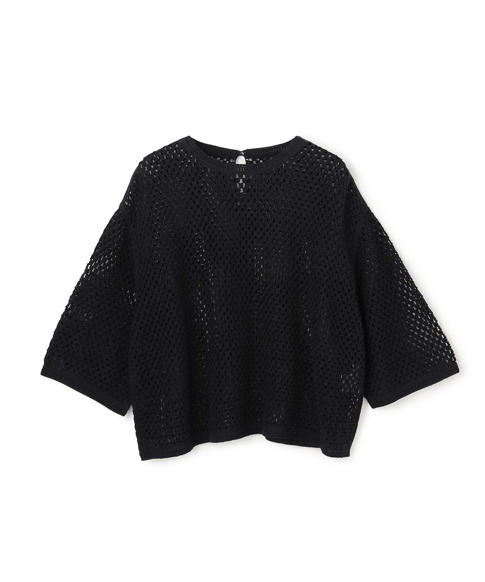 UNFILO L クロシェレースニット ハーフスリーブ プルオーバー 