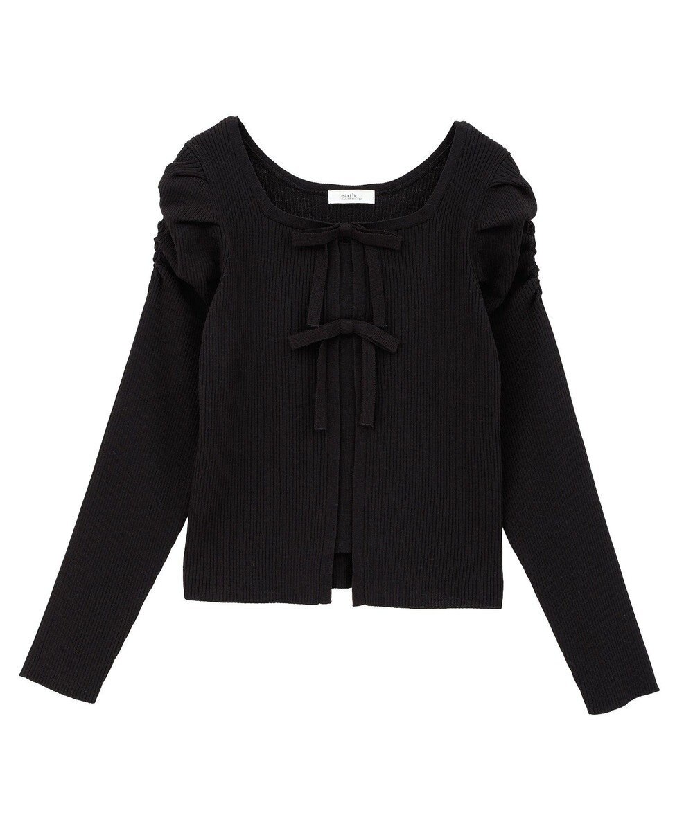 earth music&ecology レイヤード風ギャザーショルダーリブニット 