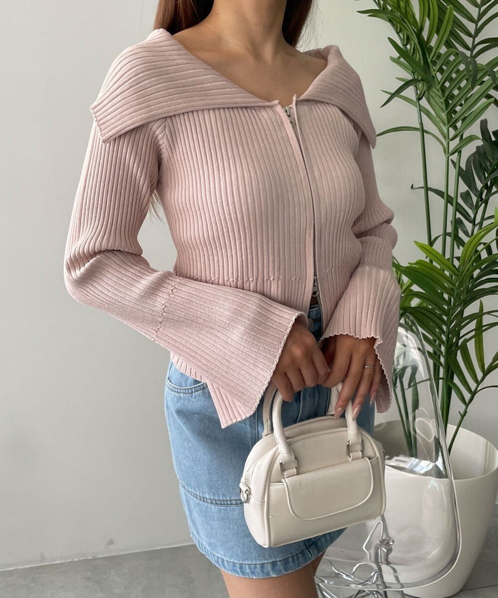 WEGO ダブルジップオフショルニット 