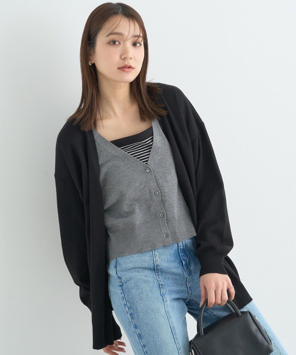 earth music&ecology レイヤード風ニットカーディガン 