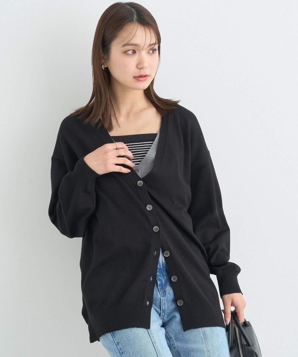 earth music&ecology レイヤード風ニットカーディガン 