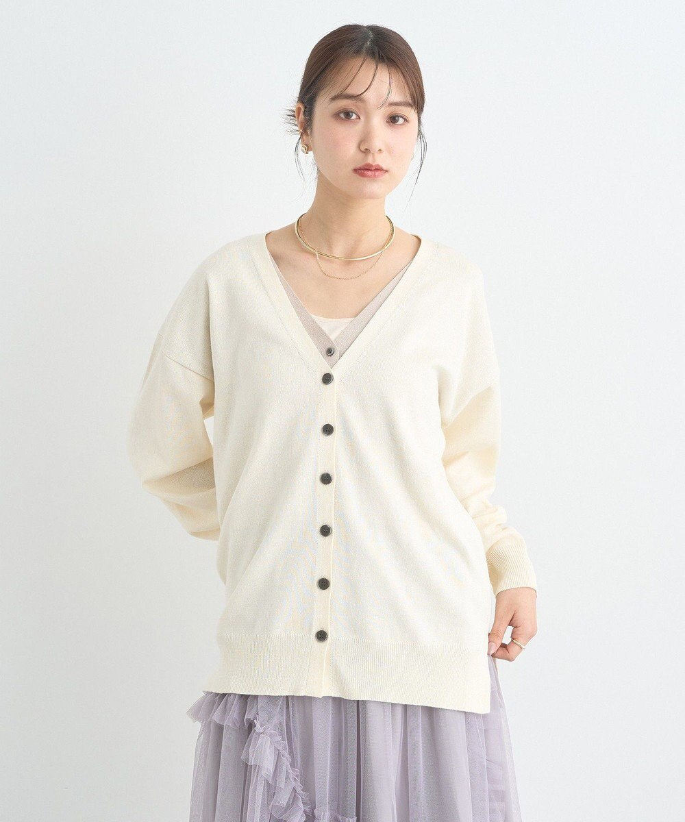 earth music&ecology レイヤード風ニットカーディガン 
