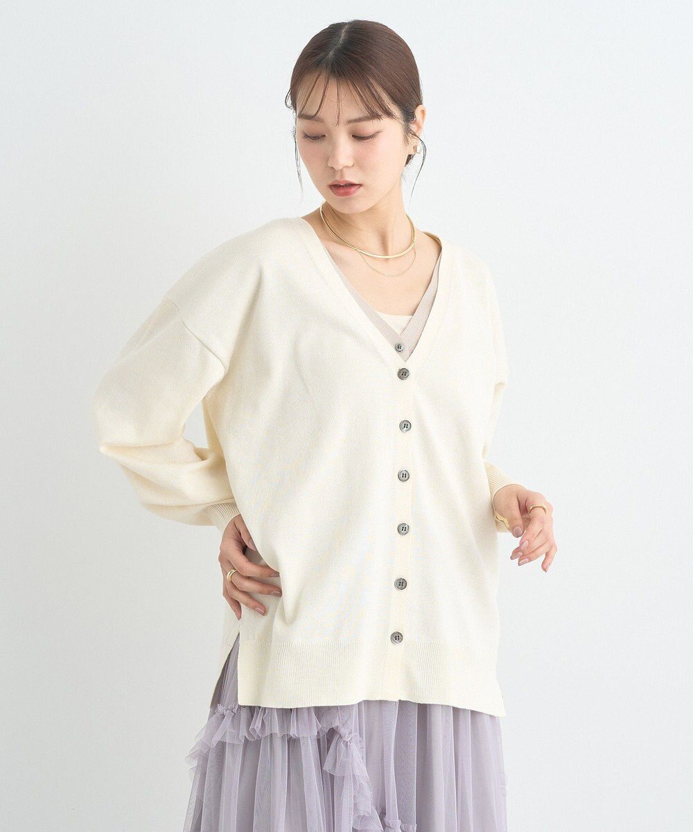 earth music&ecology レイヤード風ニットカーディガン 
