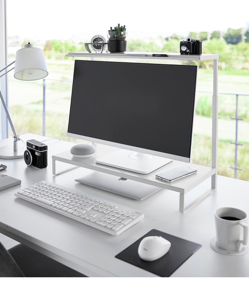 tower モニター上下ラック タワー 2段 ホワイト 