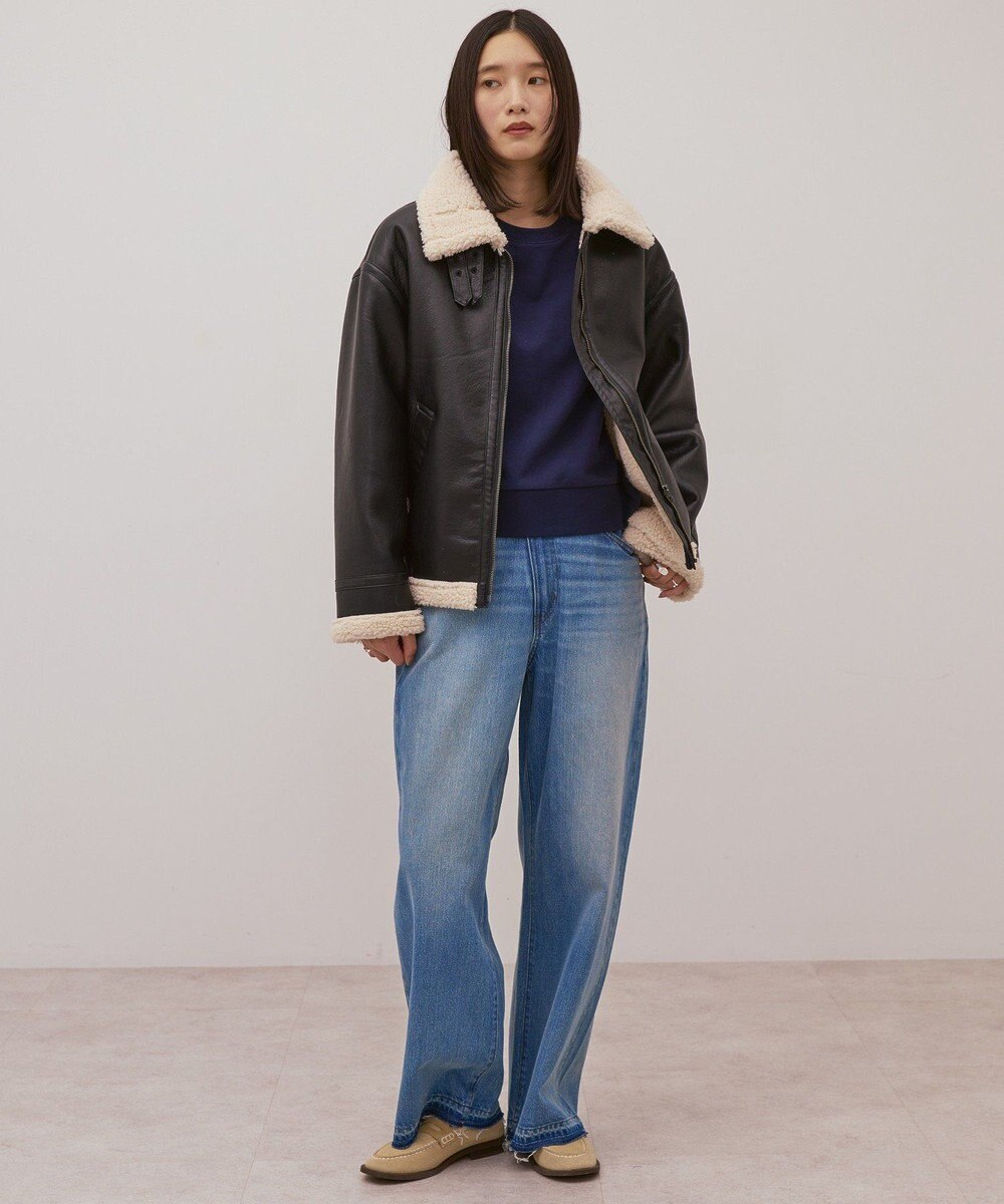 AMERICAN HOLIC ボアフェイクレザーブルゾン 